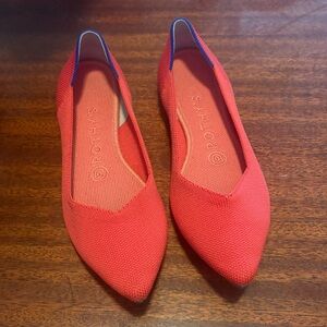 Rothy’s Women's The Point Flame Red Color Pointed-Toe Flats sz 7